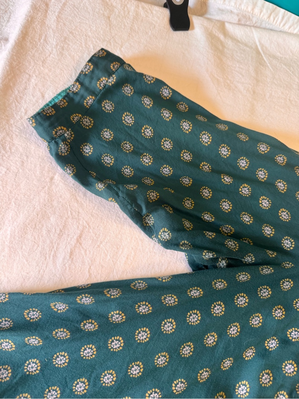 Anthropologie Teal Button-Down Shirt with Cream Dot Motif - Picture 4 of 8
